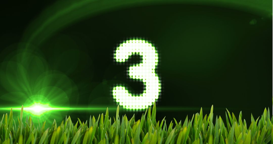 Animated Countdown Number Three with Green Grass and Lights - Free Images, Stock Photos and Pictures on Pikwizard.com