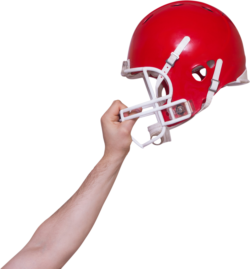 Hand Holding Red American Football Helmet with Transparent Background - Download Free Stock Images Pikwizard.com