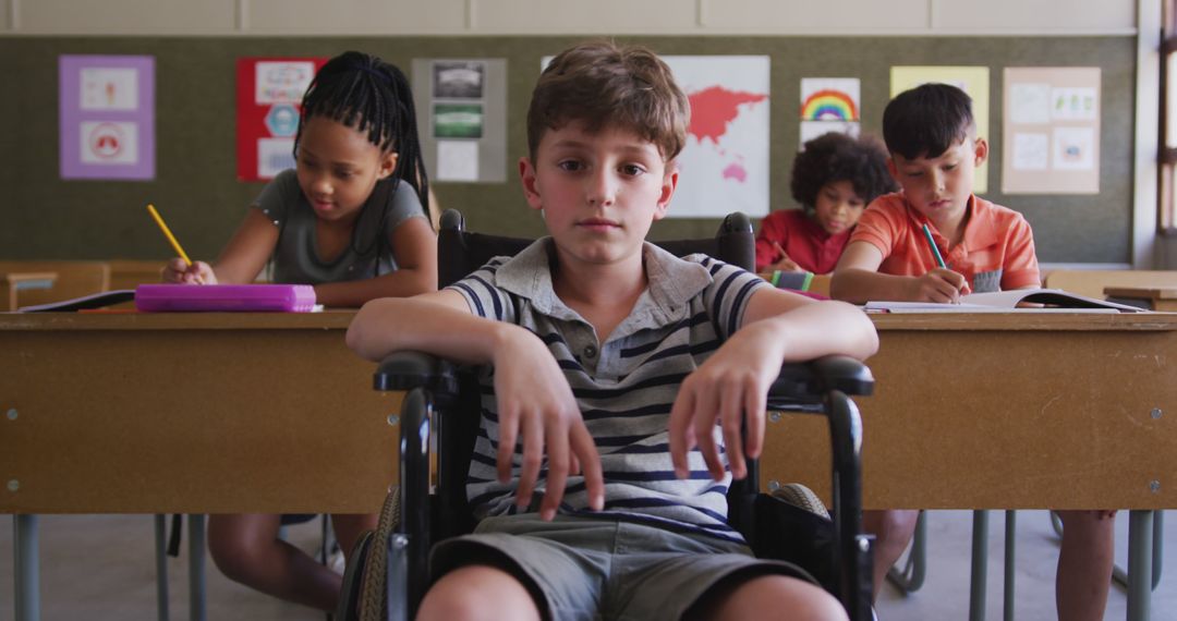 Inclusivity in Education: Boy in Wheelchair at School