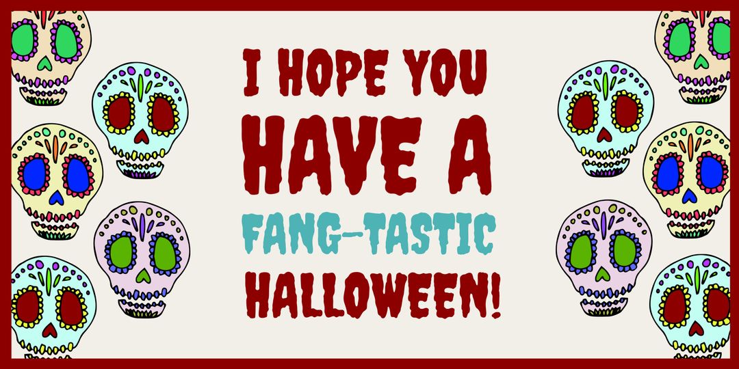 Colorful Sugar Skull Halloween Greeting Card