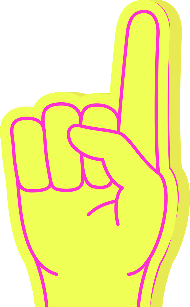 Vibrant Foam Finger Pointing Upward on Transparent Background