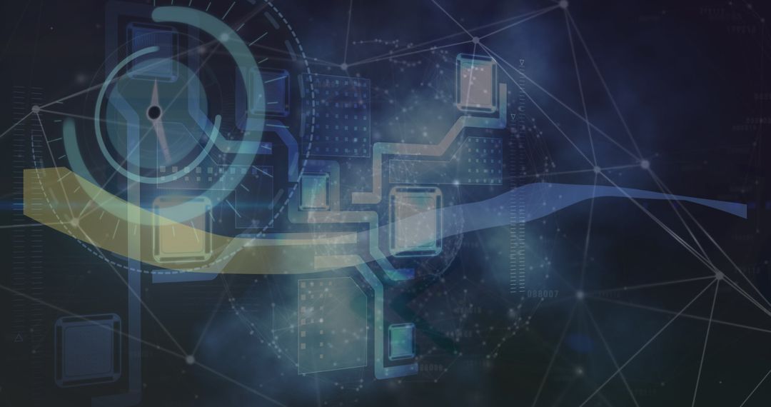 Technology Background with Abstract Structures and Clock Elements