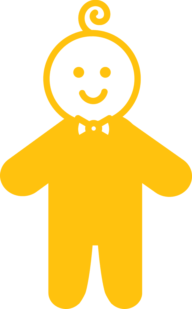 Cute Yellow Smiling Character Illustration on Transparent Background
