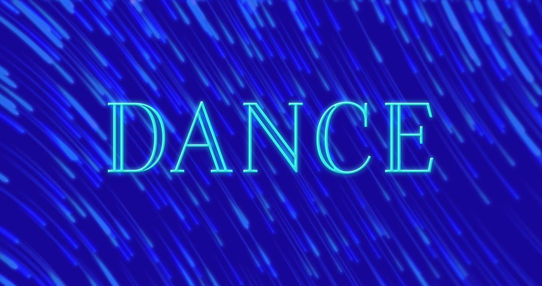 Bright Neon 'DANCE' Text with Dynamic Blue Trails