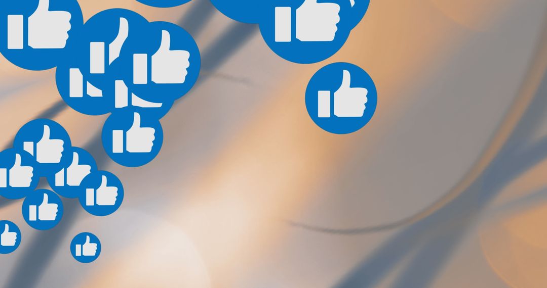 Network with Thumbs Up Icons on Blurred Abstract Background