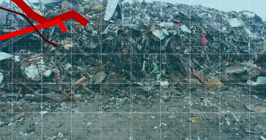 Decline in Business: Red Financial Graph Over Junkyard Backdrop