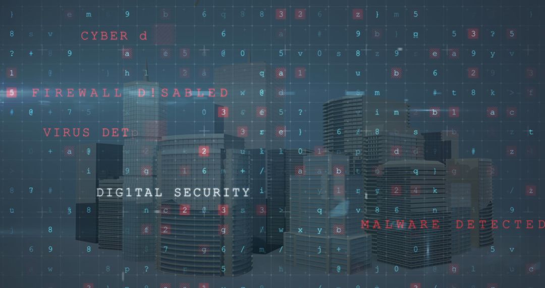Digital Security and Cyber Threats Over Urban Skyline