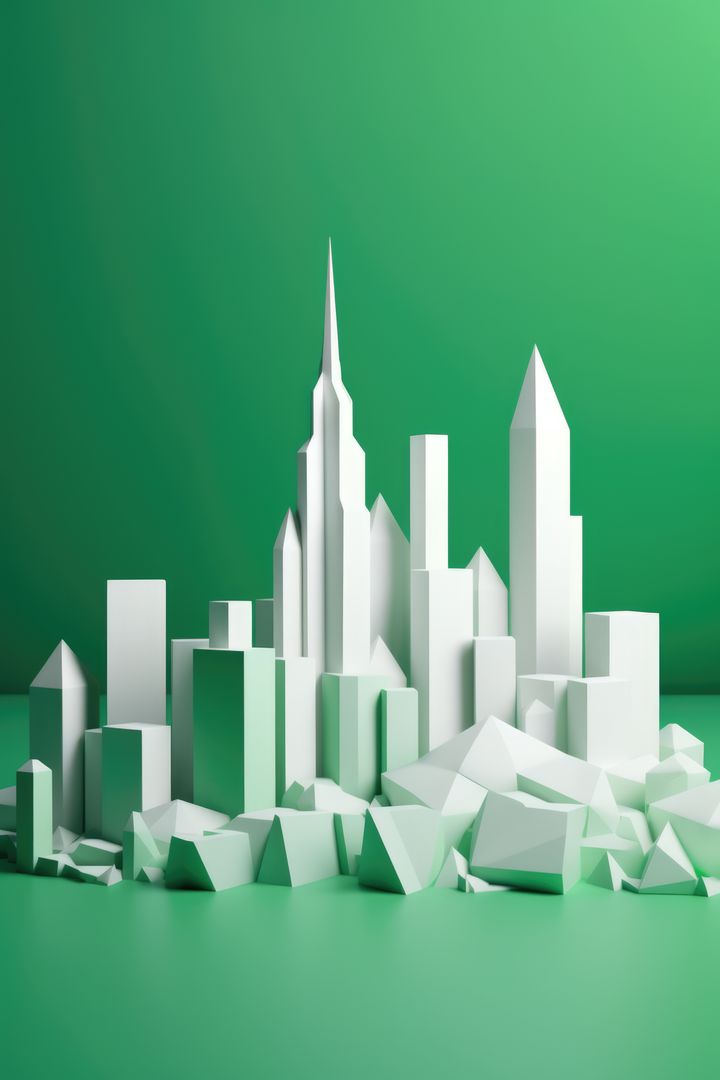 Origami cityscape on green background, created using generative ai technology - Free Images, Stock Photos and Pictures on Pikwizard.com
