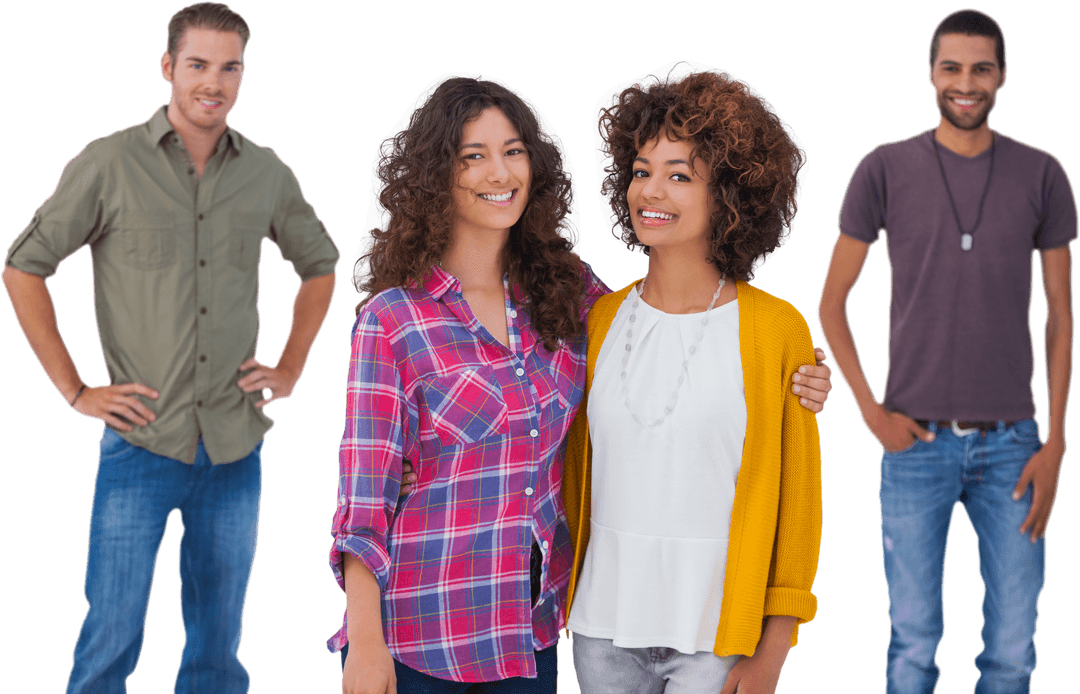 Diverse Group of Smiling Friends on Transparent Background