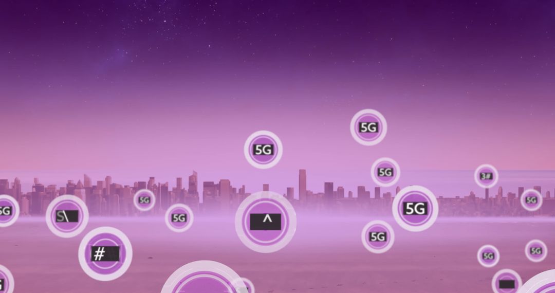 5G Network Digital Interface Over Cityscape