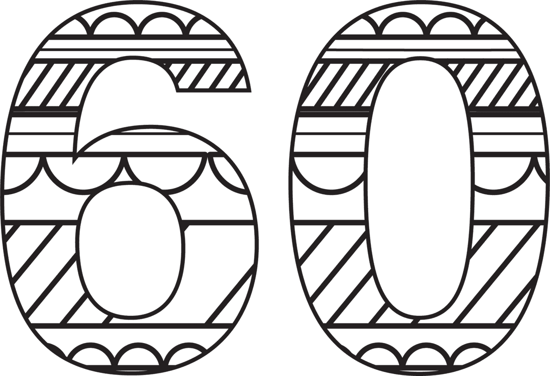 Patterned Black 60 Illustration on Transparent Background