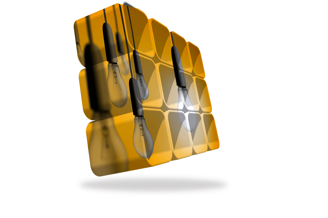 Transparent Light Bulbs on Geometric Abstract Background