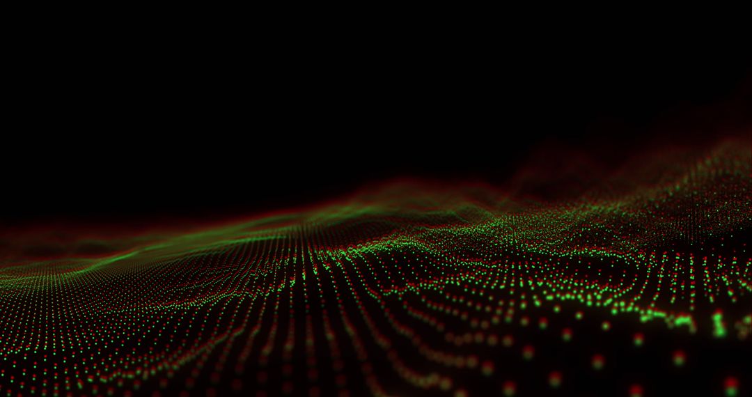 3D Abstract Particle Landscape with Green and Red Lights