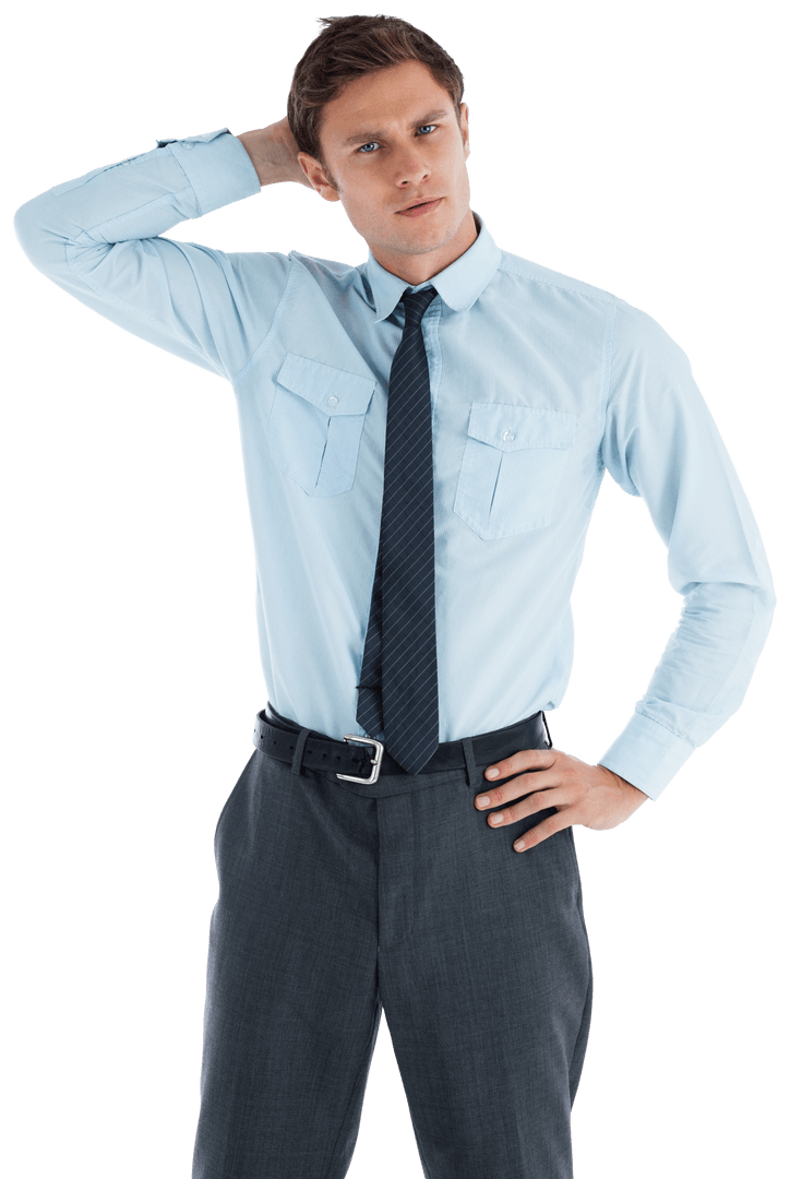 Transparent Formal Businessman Looking Thoughtful and Confident