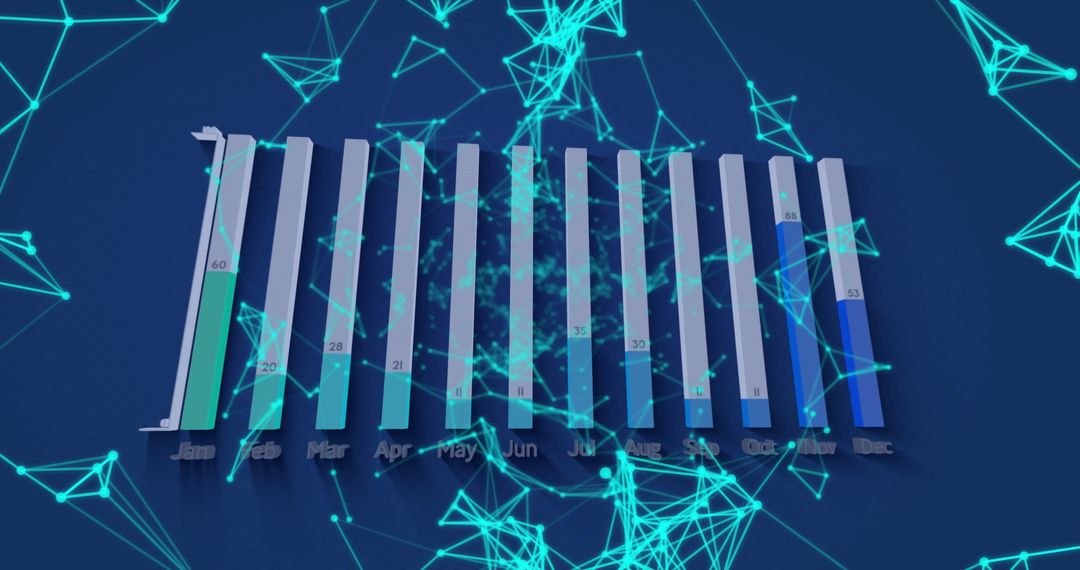 3D Bar Chart with Network Overlay for Modern Data Visualization