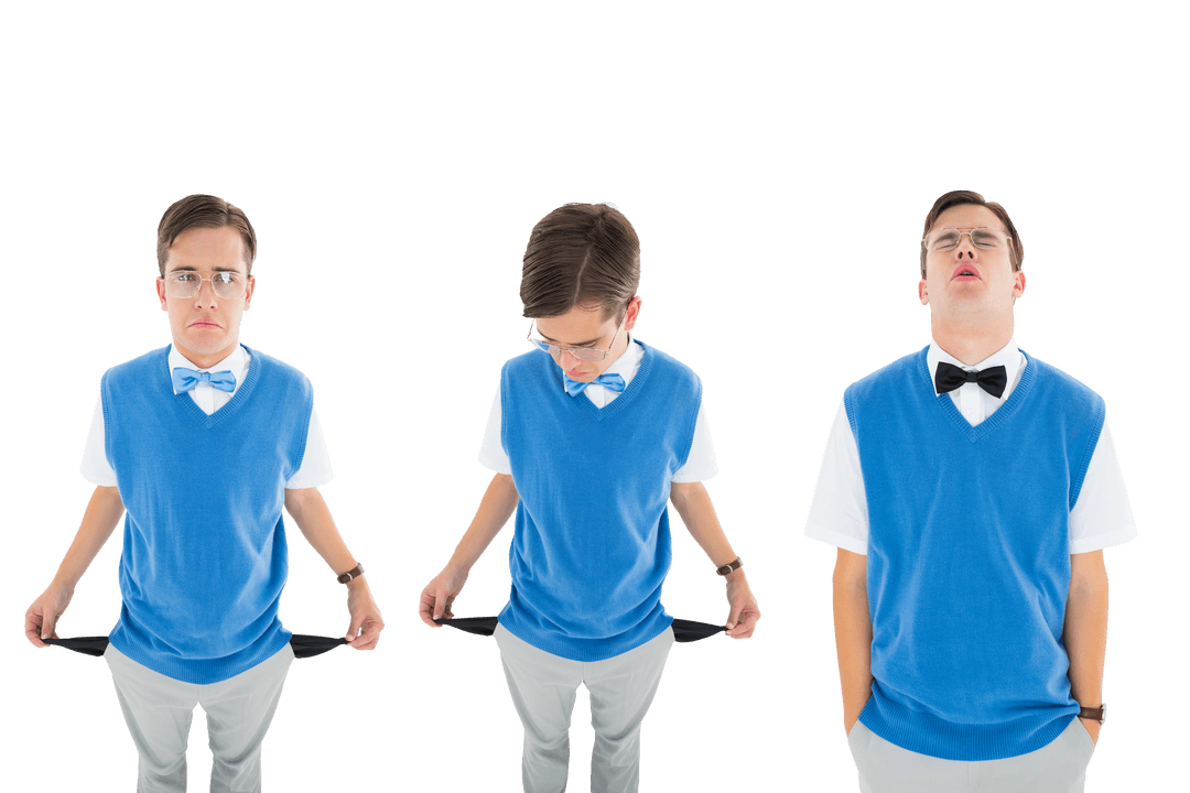 Caucasian Man Expressing Financial Struggle Transparent Background