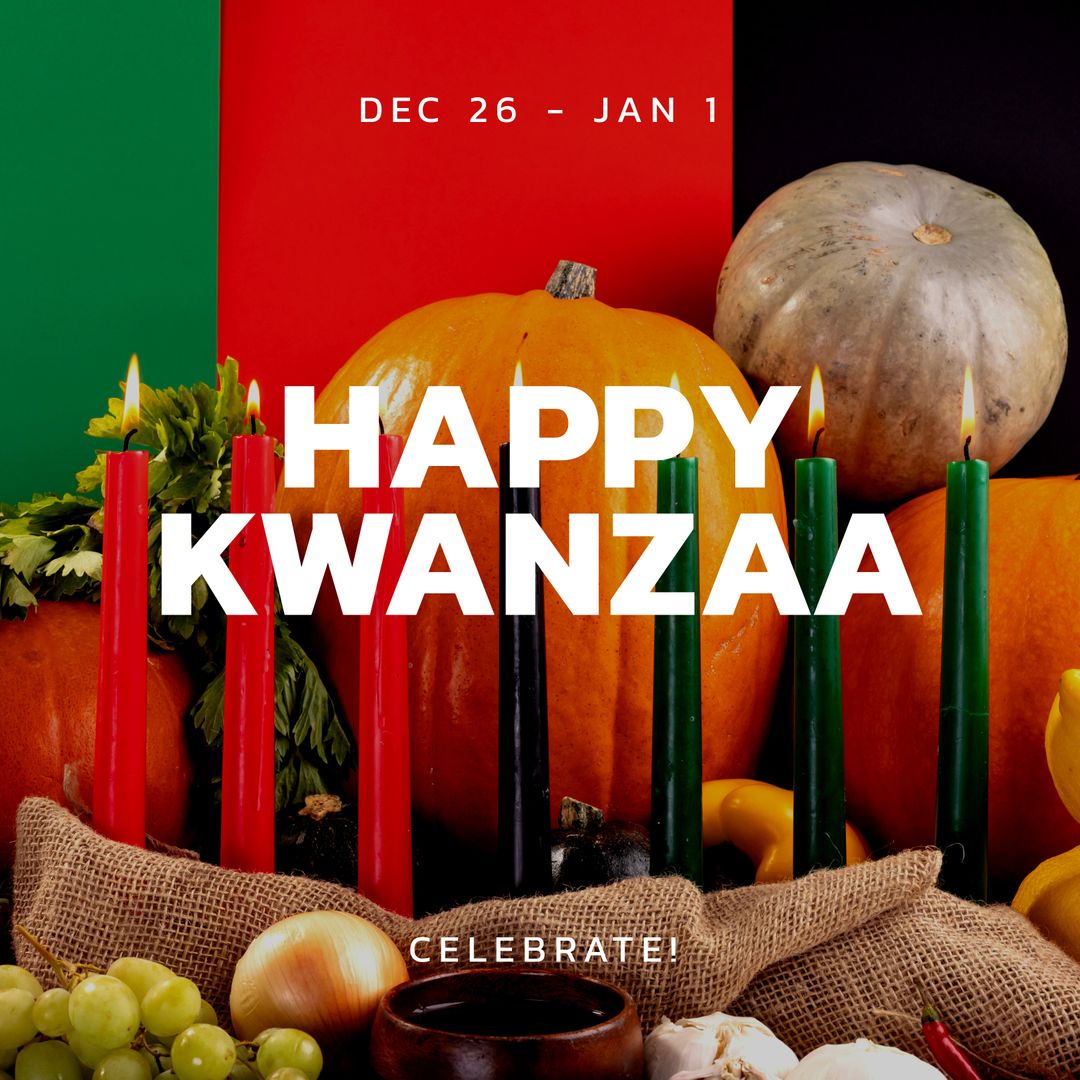 Kwanzaa Candles with Harvest Vegetables Celebrating Tradition