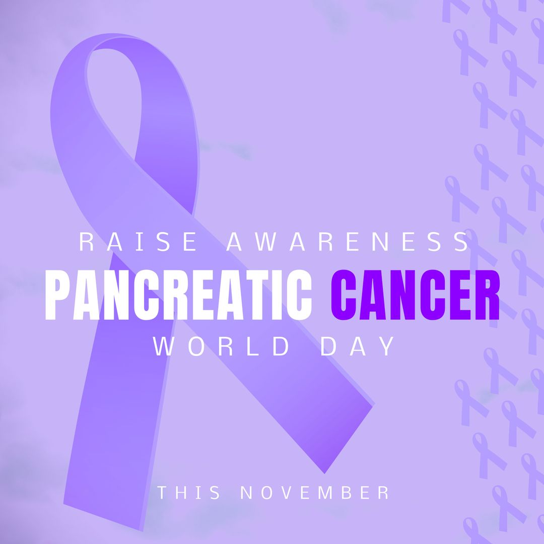 Pancreatic Cancer Awareness Design with Purple Ribbon