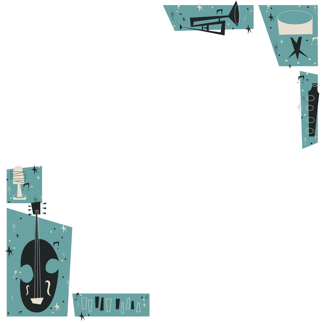 Decorative Music Instrument Border on Transparent Background