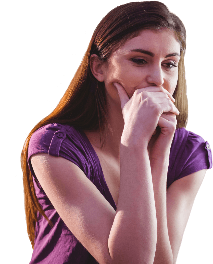 Thoughtful Woman Contemplating in Transparent Background