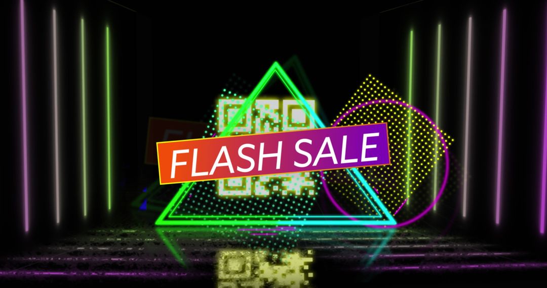 Futuristic Flash Sale Banner with Neon Graphic Elements