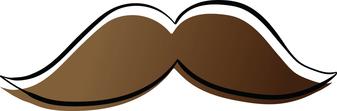 Stylish Brown Mustache Illustration on Transparent Background