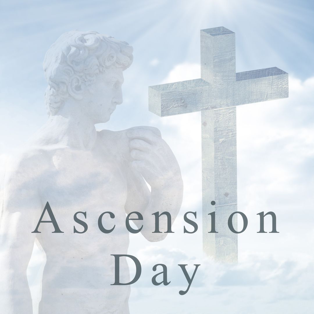 Ascension Day Celebration with Cross and Statue Against Sky - Download Free Stock Templates Pikwizard.com