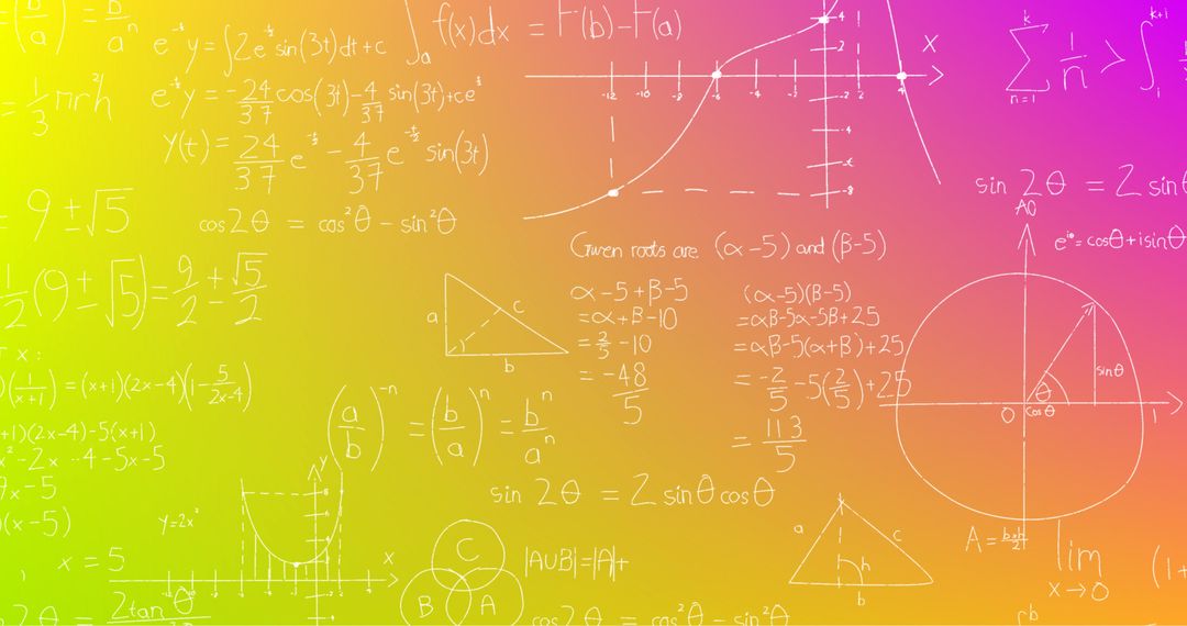 Handwritten Mathematical Formulas on Vibrant Gradient Background