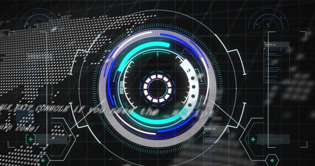 Futuristic Digital Scanning Interface with World Map Overlay