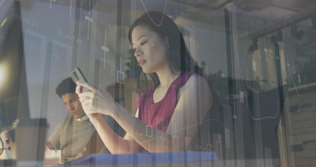 Diverse Professionals Analyzing Digital Financial Data at Work