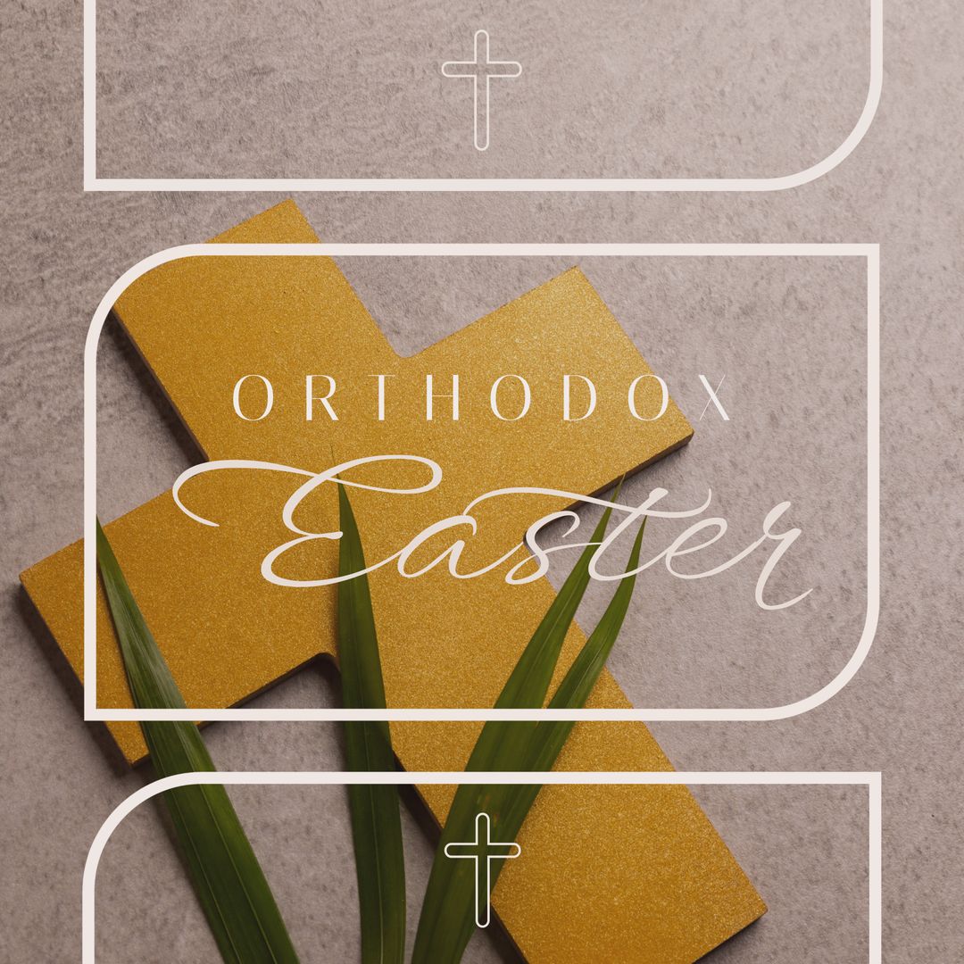 Orthodox Easter Celebration Cross with Palm Leaves
