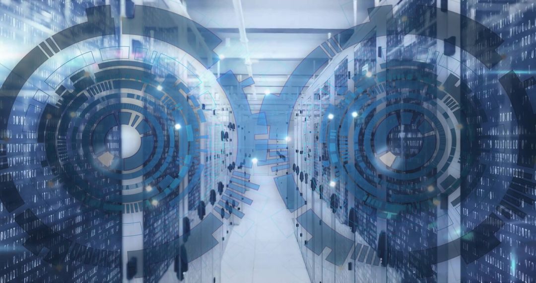 Futuristic Data Connection in Virtual Server Room