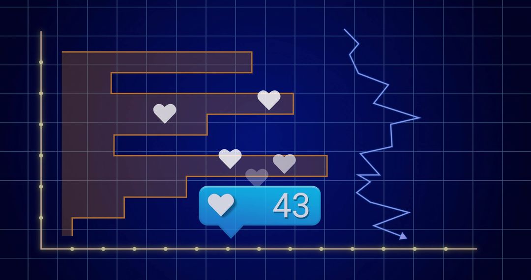 Digital Data Visualization with Icons and Graphs on Grid Background