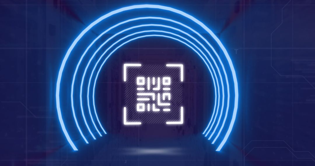 Illuminated QR Code in Futuristic Server Room