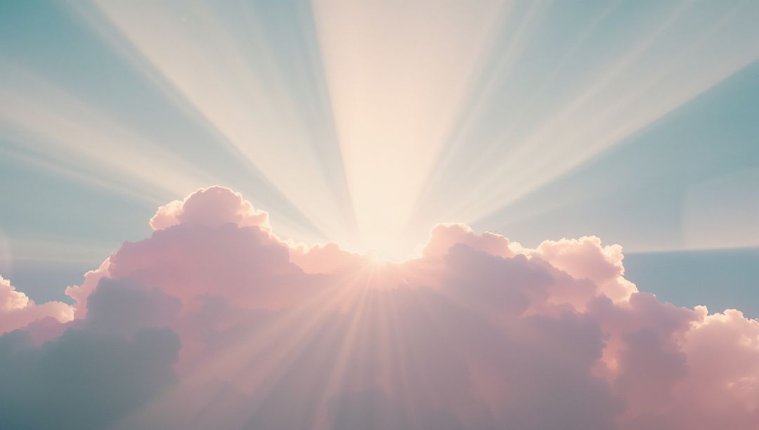 Sunrise Sun Rays Illuminate Pastel Cloudscape