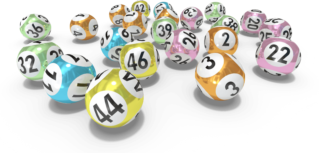 Transparent Lottery Balls Floating with Numbers Dropped Randomly