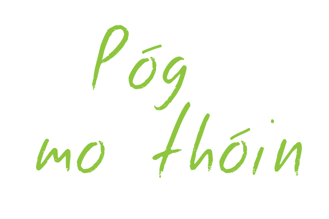 Póg Mo Thóin Text on Transparent Background for Irish Greetings