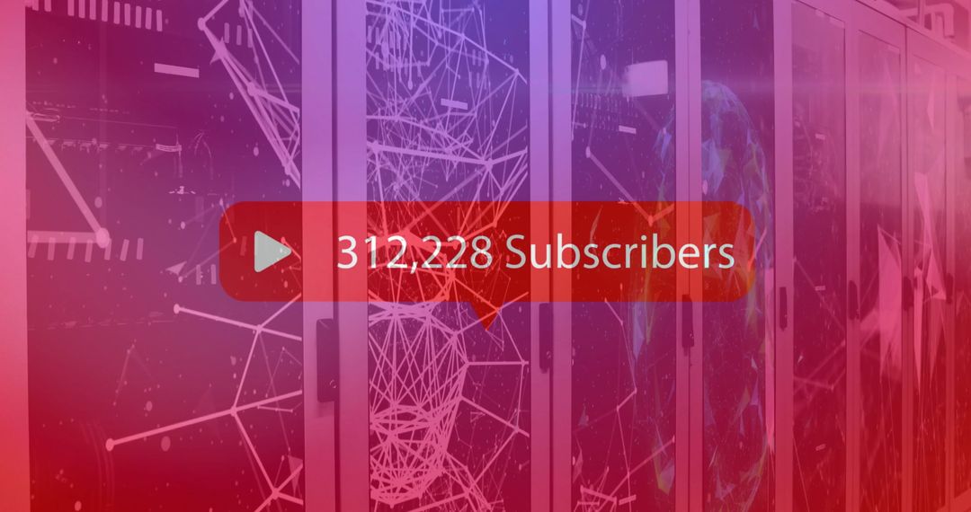 Subscribers Count Growth Displayed Over Digital Server Room