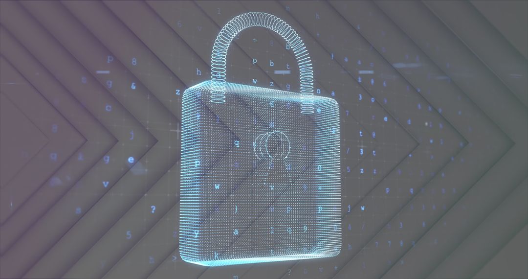 Digital Padlock Overlaying Numbers for Cybersecurity Concept