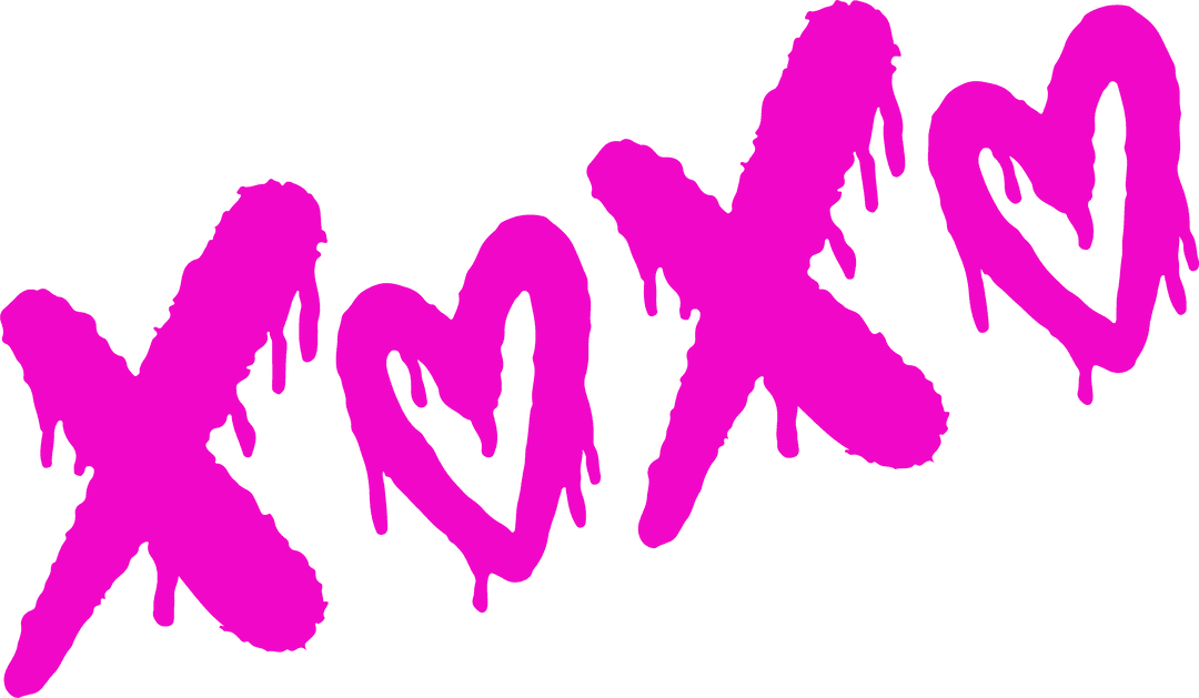 Magenta X and Heart Dripping Paint Transparent Background