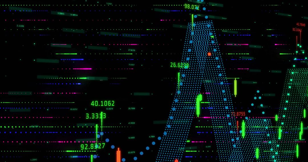 Abstract Digital Financial Chart with Neon Candlesticks