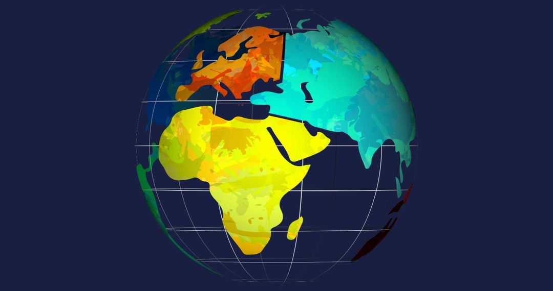 Colorful Earth Globe with Gradient Pattern Displaying Continents