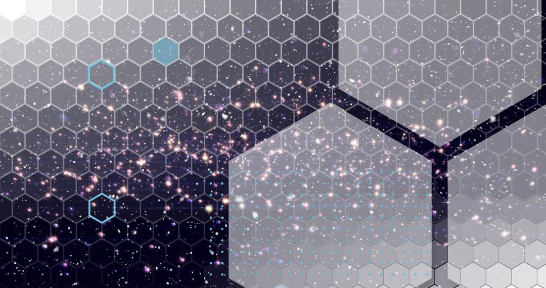 Abstract Hexagon Galaxy Overlay with Sparkling Accents