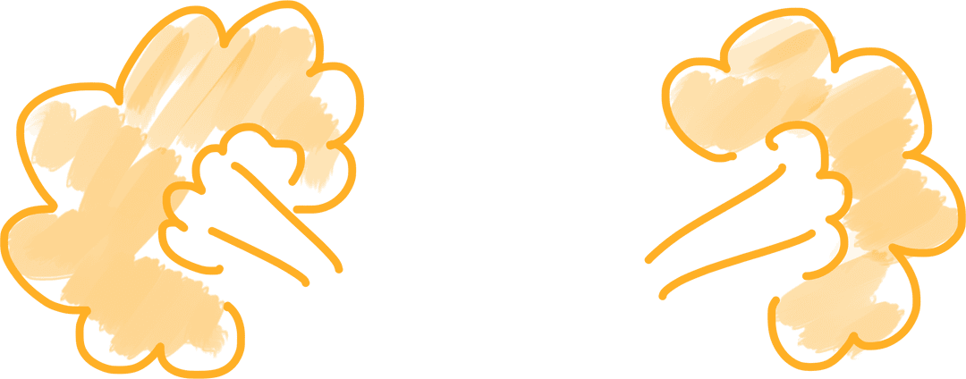 Digital Illustration of Orange Abstract Shapes on Transparent Background