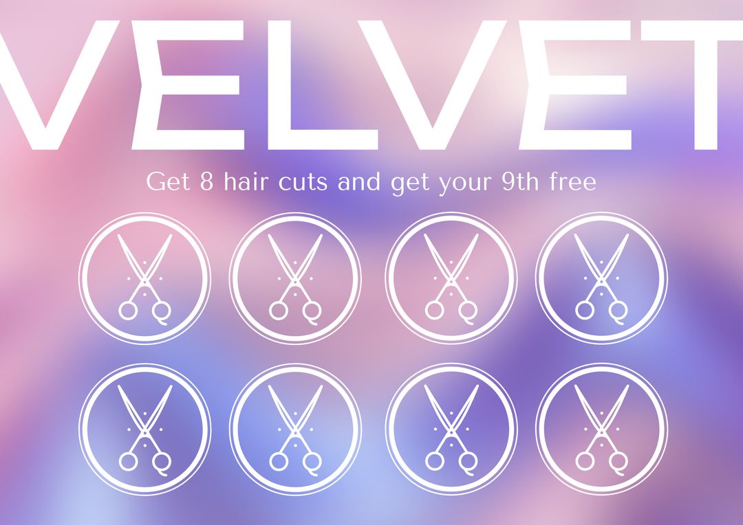 Pastel Loyalty Card Design for Haircut Promotion at Salon - Download Free Stock Templates Pikwizard.com