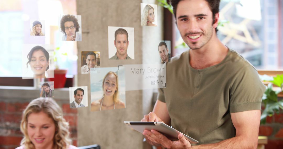 Man Working with Digital Interface in Modern Office - Free Images, Stock Photos and Pictures on Pikwizard.com