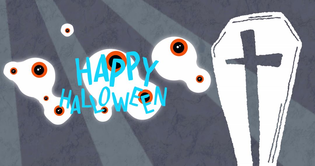 Animated Happy Halloween Card with Eyeballs and Coffin