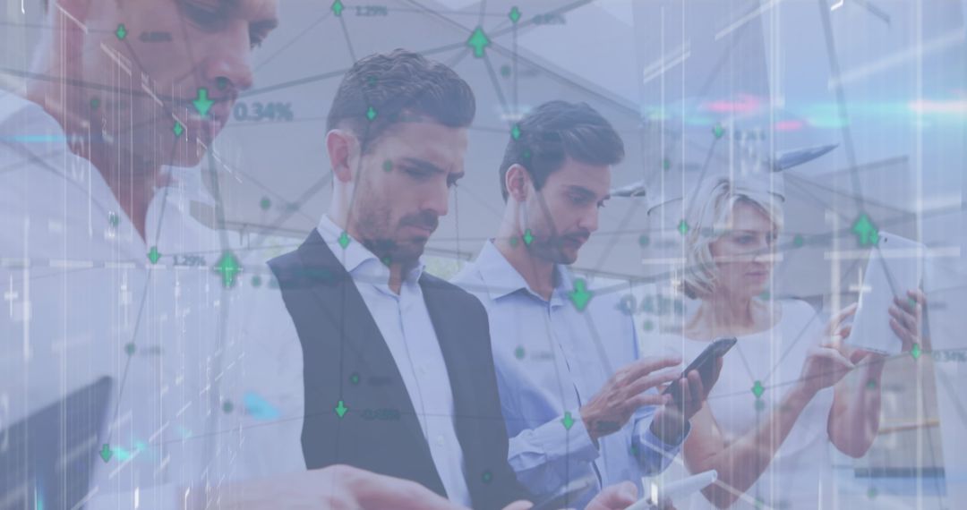 Caucasian Businesspeople Networking with Digital Devices and Technology