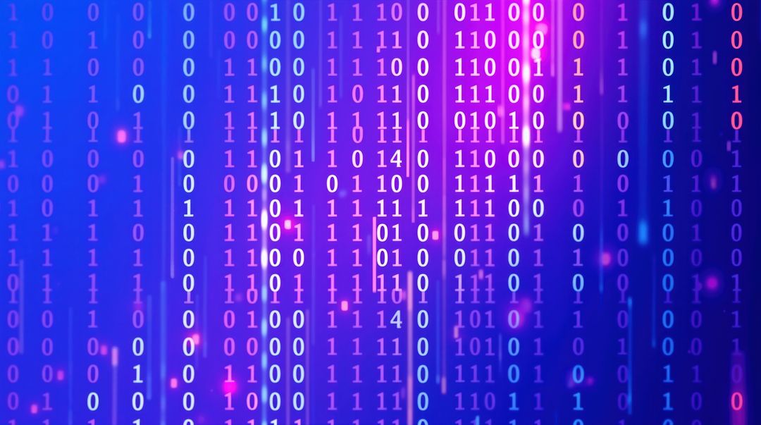 Binary Code Columns Illuminating Digital Fabric