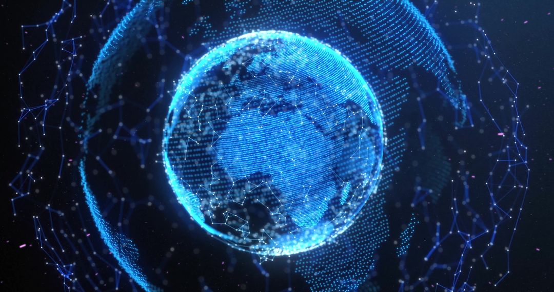 Digital Globe with Futuristic Neon Network Design
